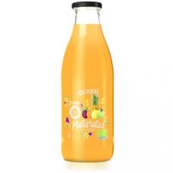 Zumo Multifrutas Bio 1000 ml - EcoSana - Sabor único sin azúcares ni edulcorantes añadidos - VEGANO - SIN GLUTEN - Naranja, Limón, Maracuyá, Fr