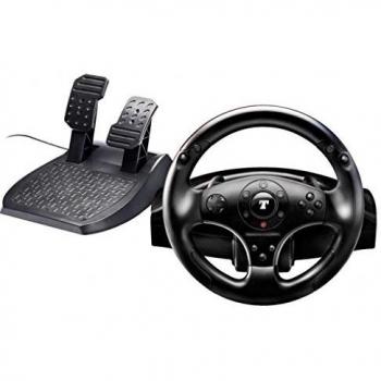ThrustMaster - Juego De Volante Y Pedales T100 Force Feedback Racing Wheel, The Crew PC Code, Cableado