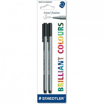 Staedtler triplus Fineliner 334-9 BK2D. Rotulador triangular Fineliner 0.3 mm color negro. Blister con 2 unidades