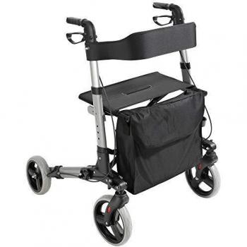 Caminador Andador Plegable de Aluminio con Ruedas y Frenos, Soporta hasta 136 kg, Altura Ajustable