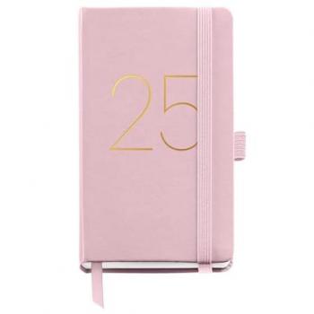 Agenda anual 2025 Miquelrius 90x140 mm Semana vista Chester Rígida Rosa, Cubierta flexible símil piel cosida, Cierre goma, Bolsillo interior, Papel 80 g/m², Idiomas