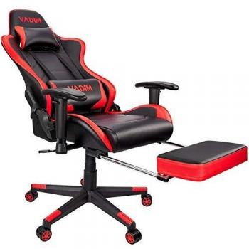 VADIM Silla De Oficina Race, Silla De Oficina Race, Capacidad De Carga De 150 Kg, Almohada y Cojín De Respaldo En Elegante Diseño Ergonómico, Serpentinas y Jugadores Aficionados
