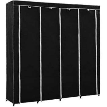 vidaXL Wardrobe with 4 Compartments Black 175x45x170 cm