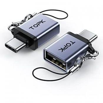 TOPK Adaptador USB C a USB 3.0, USB Tipo C Macho a USB Hembra Adapter OTG Compatible con Thunderbolt 3 para Huawei, MacBook Pro/Air 2020/19/18, iPad Pro 2020 y más Dispositivos Tipo C