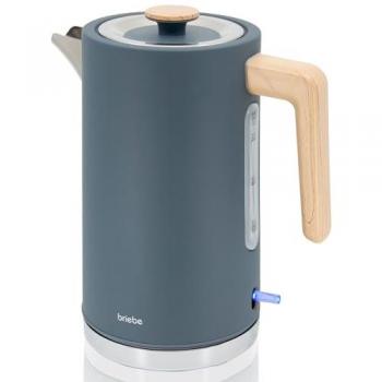 Hervidor de Agua Eléctrico Briebe KT1165GRY 1,7L Inalámbrico Ebullición Rápida Libre de BPA Base 360° 2200W Gris Diseño Nórdico