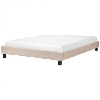 Cama tapizada beige 160 x 200 cm con somier sin cabecero Roanne