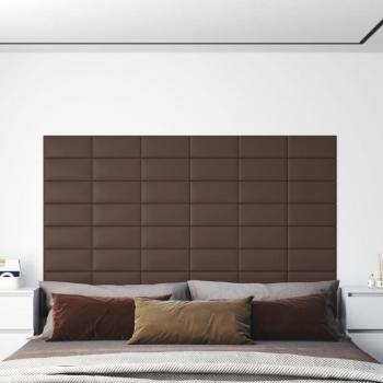 Paneles de Pared 12 uds Cuero Sintético Marrón 30x15 cm 0,54 m²