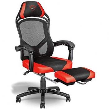 Trust Gaming GXT 706 Rona - Silla Gaming con reposapiés, Color Negro y Rojo