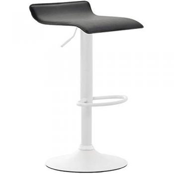 Taburete de Bar Dyn V2 Negro y Blanco, con tapizado en cuero sintético, altura ajustable y base trompeta