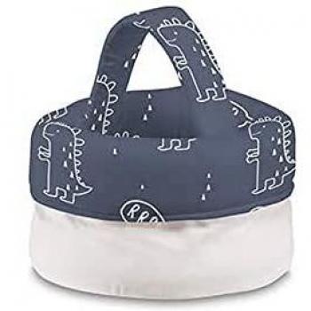Bimbi Casual 51050413 - Cesta Botellero de Mimbre con Diseño Dino para Habitación Bebé Orgánica