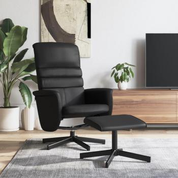Sillón reclinable con reposapiés en cuero sintético negro Vidaxl