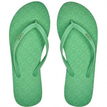 Chanclas Roxy Viva para mujer en color verde, características: diseño cómodo y ligero, suela de goma antideslizante, plantilla acolchada para mayor confort, tira ajustable en el empeine, ideal para uso diario y actividades acu
