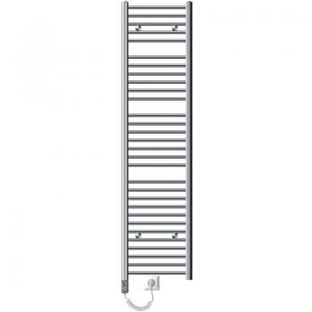 Radiador toallero eléctrico curvado 400 x 1800 mm, color cromo, 1200W