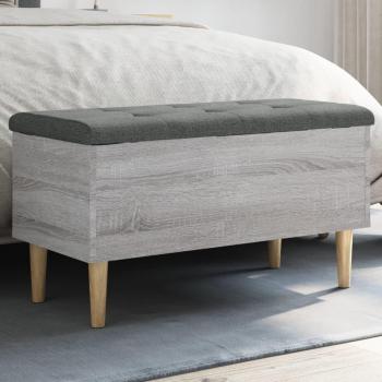 Banco de almacenamiento Sonoma gris 82x42x46 cm madera multicapa