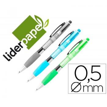 Portaminas Liderpapel 0.5 mm con goma y sujeción soft colores surtidos