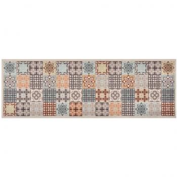 Alfombra de Cocina Lavable Mosaico de Colores 60x300 cm Multicolor Coffee Blue, Coffee Brown