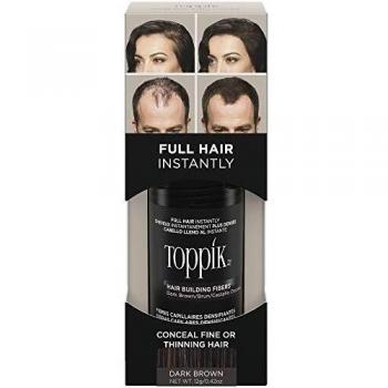 Toppik Hair Building Fibres Powder, Dark Brown, Keratin-Derived Fibres for Naturally Thicker Looking Hair, 12g