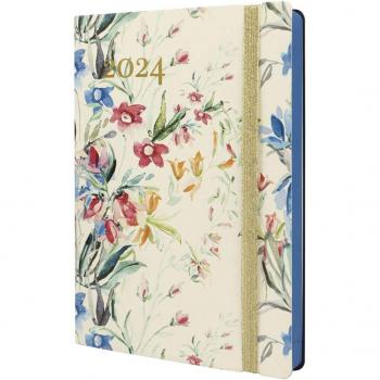 Finocam - Agenda 2024 Flexi Joy Bloom Catalán, Tamaño A5 (148x210 mm), Encuadernada, Multicolor, Multilingüe, Vista Diaria Enero a Diciembre