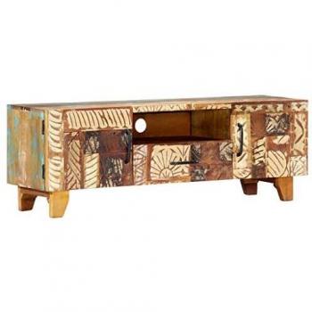 Hand Carved TV Cabinet 120x30x40 cm Solid Reclaimed Wood
