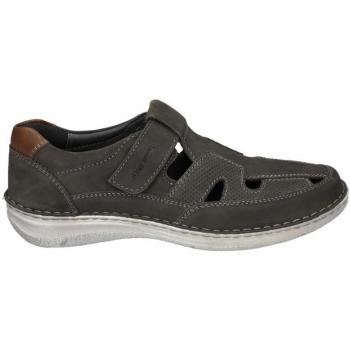 Sandalia cerrada de hombre ANVERS-81 DE Josef Seibel en suave nubuck kaki, cómoda planta anatómica móvil en piel, piso cosido a mano ligero y antideslizante, altura tacón bajo (1-3 cm),