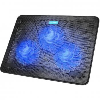 TECKNET Base de Refrigeración Ordenador Portátil de 12-17 Pulgadas 3 Ventiladores Silenciosos con Leds, 2 USB Puertos, 2 Niveles de Diseño Ajustable