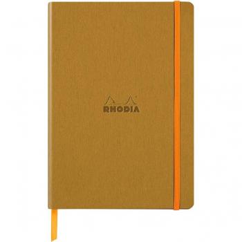 Cuaderno A5 cubierta blanda Rhodia 117382C - Líneas horizontales - 14,8x21 cm - Rhodiarama - Color Oro