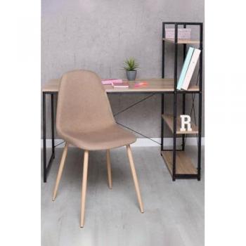 Conjunto de Escritorio Kecil y Silla Teok de Tela en Marrón Claro
