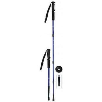 Baston Trekking de Aluminio Doble Mango con 4 Tramos de Color Azul Barbaric