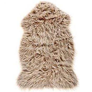 Alfombra de piel sintética de oveja beige 53 x 88 cm pelo largo estilo rústico Mungo