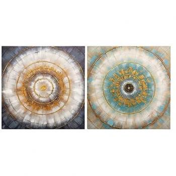 Set de 2 Lienzos Abstractos Pintados a Mano 40% - Dimensiones: 60x3x60 cm - Estilo y Personalidad Multicolor
