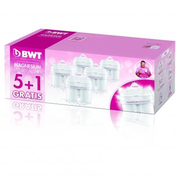 BWT - Pack 5+1 Filtros con magnesio que mejora sistema inmurológico, reduce cal, cloro, impurezas del agua y mejora sabor - Pack para medio año