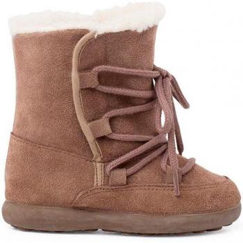Botas de niña de piel forradas con borrego y cierre adherente
