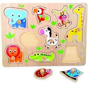 Legler - Puzzle para Encajar con diseño Animales del Zoo, de Madera