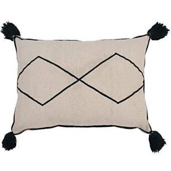 Lorena Canals Cojín Bereber Algodón Natural - Relleno: Poliéster - Beige, Negro - 40x60x30 cm