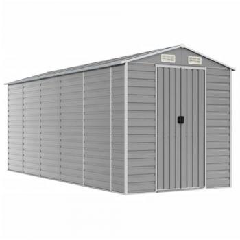 vidaXL Garden Shed Light Grey 191x470x198 cm Galvanised Steel