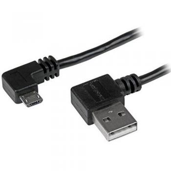 StarTech.com USB2AUB2RA2M - Cable de 2m Micro USB con Conector acodado a la Derecha - Cable Cargador para Móvil o Tablet Android, Negro