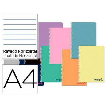 Cuaderno espiral Liderpapel A4 Wonder Tapas de Plástico 80 hojas 90 gr Rayado Horizontal con Margen Colores Surtidos 8932-BF28