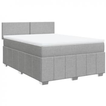 Cama box spring con colchón de tela gris claro 160x200 cm