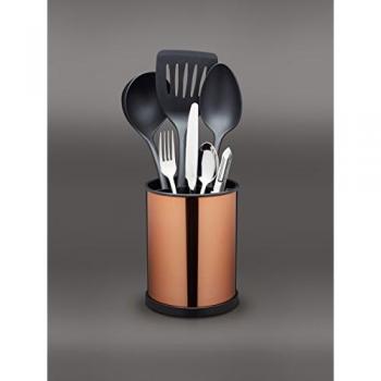 Soporte Giratorio para Utensilios de Cocina Efecto Cobre, 18.5 x 14 cm, Metal Marrón