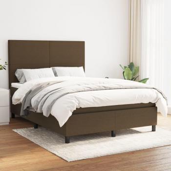 Cama box spring suave con colchón marrón oscuro 140x200 cm tela