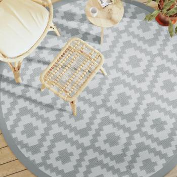 Alfombra de exterior PP gris Ø200 cm Vidaxl