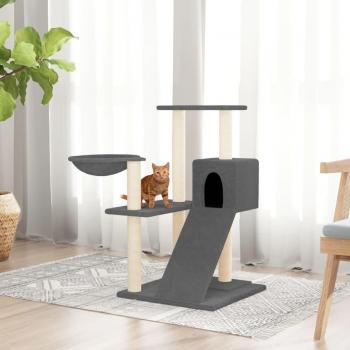 Poste arranhador para gatos con postes de sisal gris oscuro 82 cm