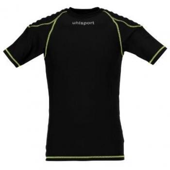 uhlsport Torwarttech Protec. Camisa Baselayer MC Camiseta De Entrenamiento Hombre, Negro/Amarillo Fluor, L