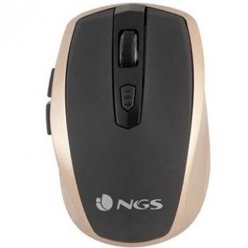 Ratón Inalámbrico NGS Flea Pro, Óptico 1600DPI, Mano Derecha, Color Oro con 2 Botones y Receptor Nano USB