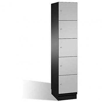Armario de Compartimentos Bajo Llave C+P Cambio, 5 Compartimentos, Puertas de Acero, Color Gris Oscuro y Blanco