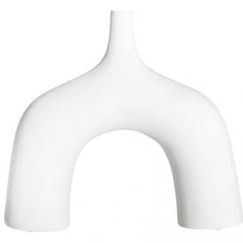 Jarrón Zick de Cerámica Blanca - Estilo Contemporáneo - Elegancia Minimalista - Medidas: 34x10x33cm
