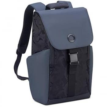 Mochila Delsey Paris Securflap 21L con compartimento para laptop de 15'' en camuflaje negro y sistema RFID