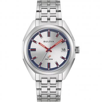 Bulova Classic Jet Star Limited Edition Stainless Steel Silver Dial Quartz Men's Watch 96K112 with Extra Strap