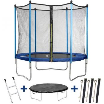 Trampolin cama el&aacute;stica Happy &Oslash; 2.44 m con malla + escalera + covertura+ kit de anclaje