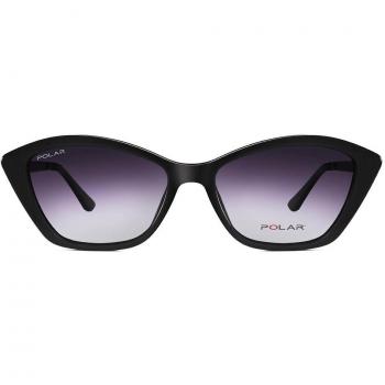 Polarized Kids' Sunglasses with Clip-On - Model 504, Shiny Black, Size 49